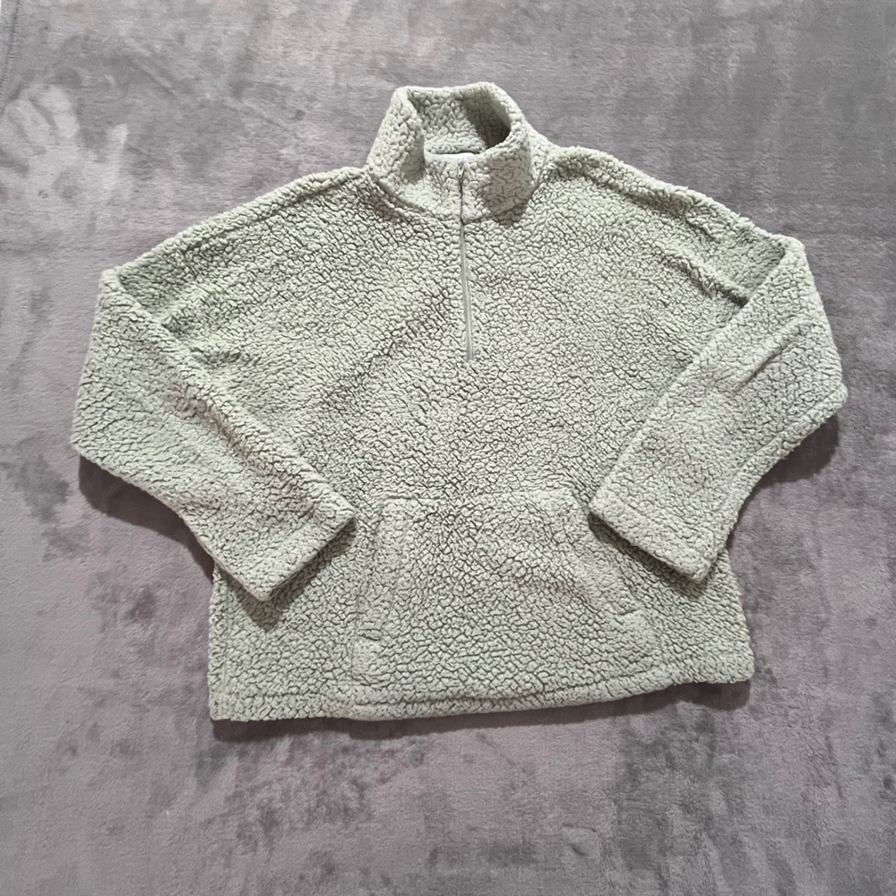 Rosemont &‎ State Sherpa Pullover Women Medium Sage Green Quarter Zip Fleece
